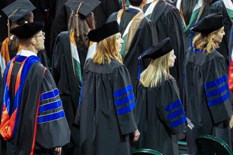 Faculty and doctoral students at graduation